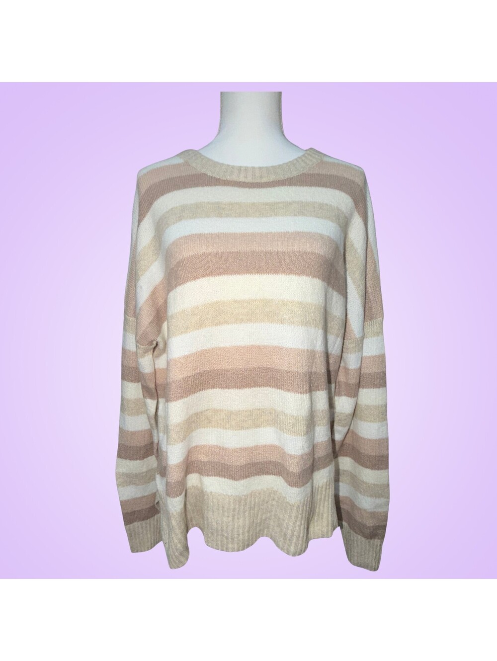 Time And Tru Womens XXL 20 Striped Crewneck Sweater Cozy Fall Long Sleeve